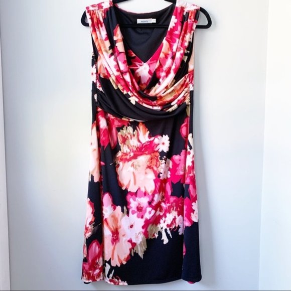 Ricki's Pink and Black Floral Dress Sz M - Picture 1 of 5
